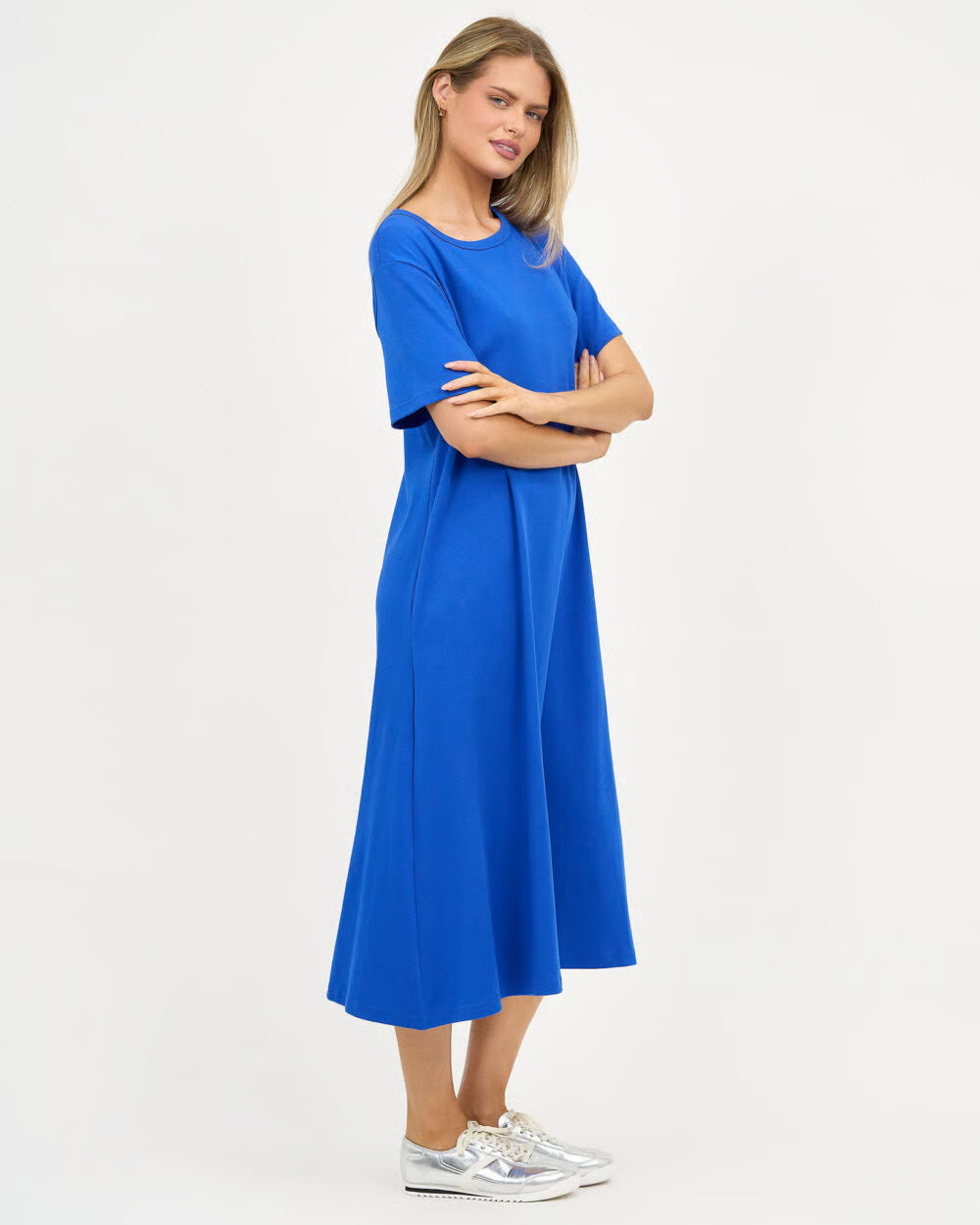 royal blue jersey dress Royal Blue Jersey Empire Line Dress | Conquista Fashion