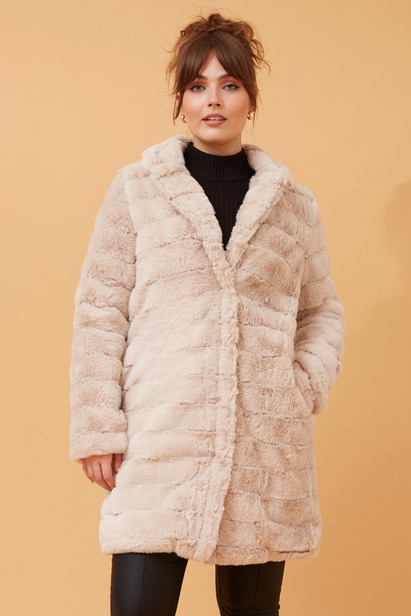 Axelle Faux Fur Coat (Beige) - Something For Me