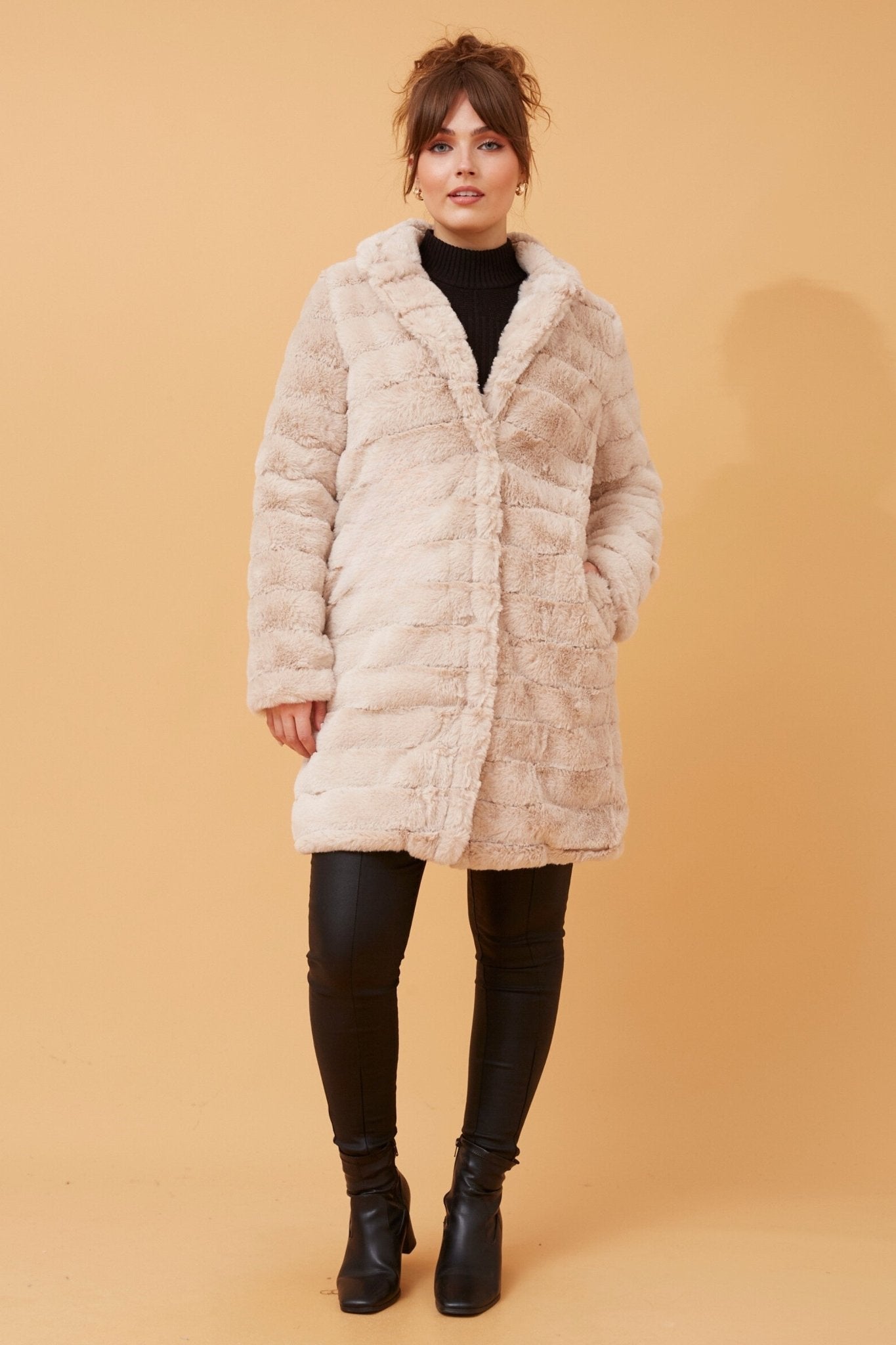 Axelle Faux Fur Coat (Beige) - Something For Me