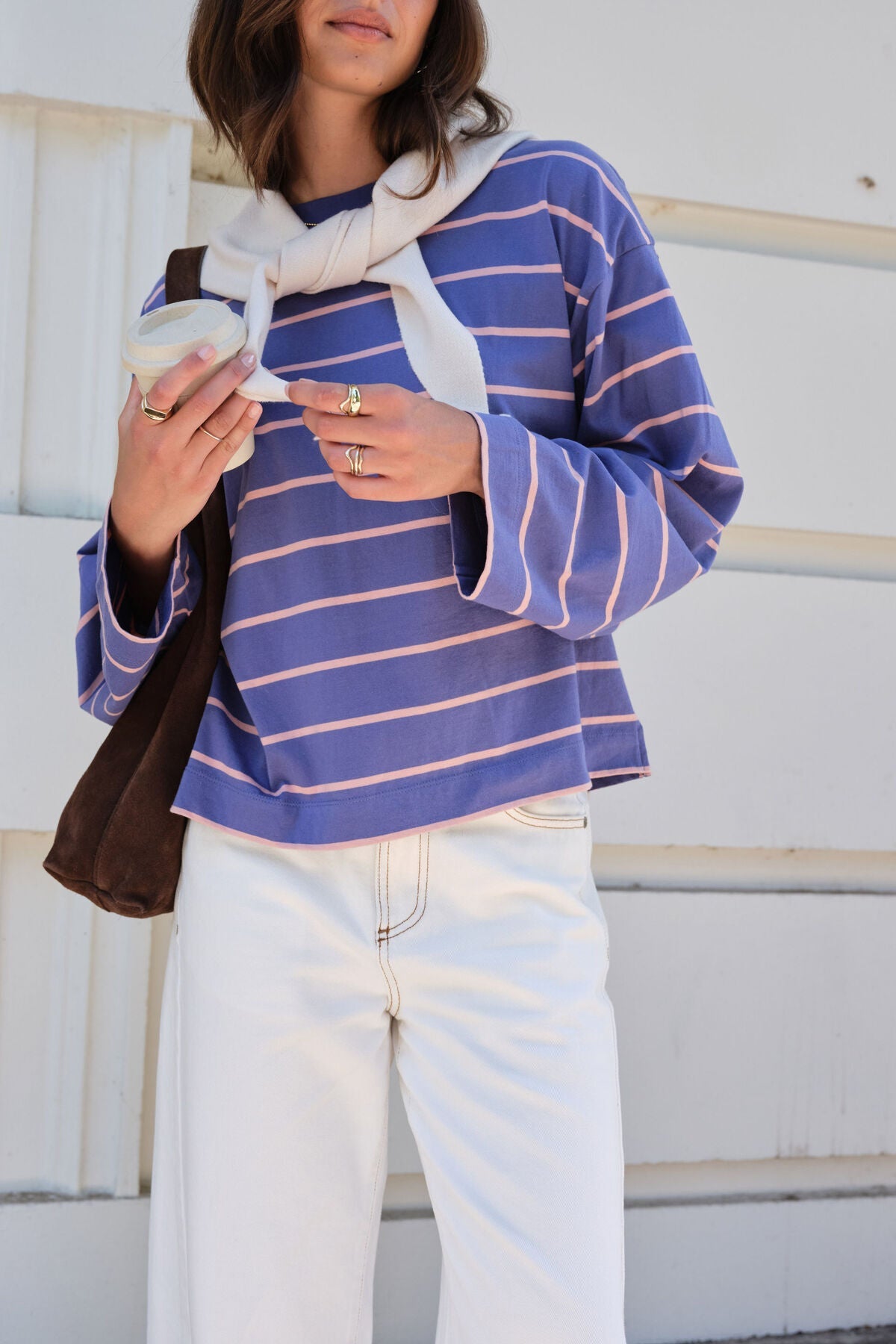Beau Long Sleeve Slouchy Tee (Washed Navy/Pink Clay) - Something For Me