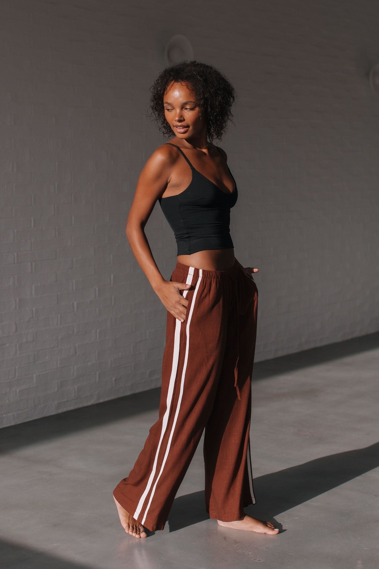 Berlin Side Stripe Pant (Chocolate) - Something For Me
