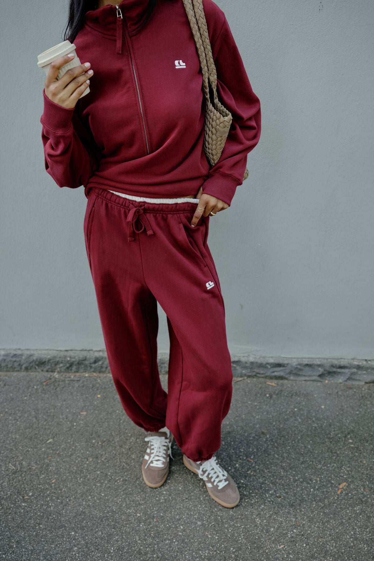 Bowie Barrel Leg Trackpant (Burgundy Contrast Bind) - Something For Me