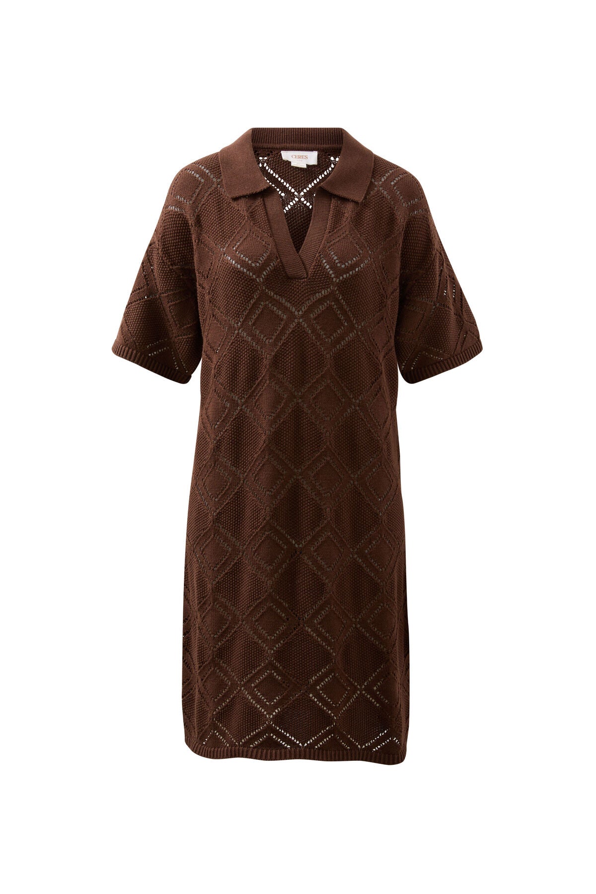 Daisy Diamond Knit Mini Dress (Chocolate) - Something For Me