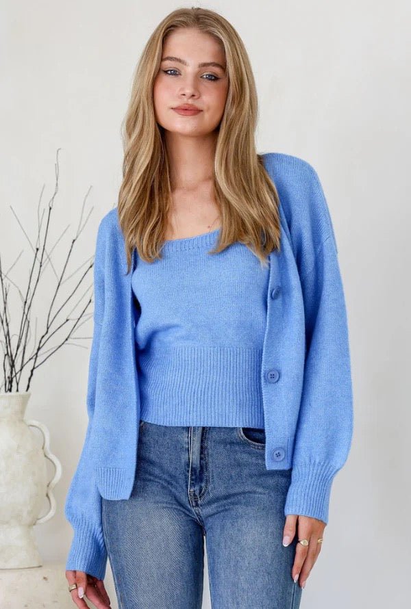 Emily Cardigan Set (Blue) - Something For Me