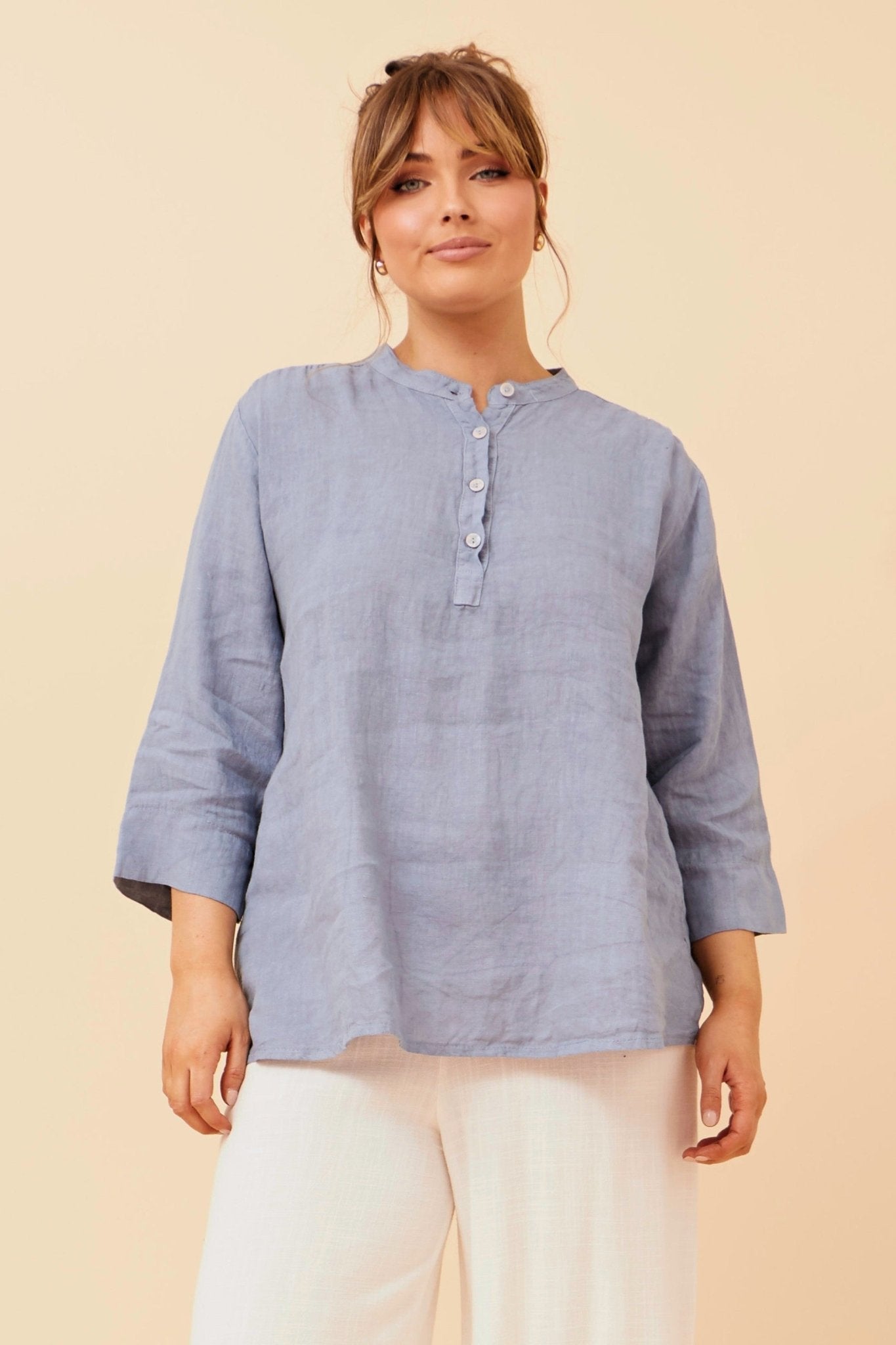 Evren Linen Top (Denim) - Something For Me