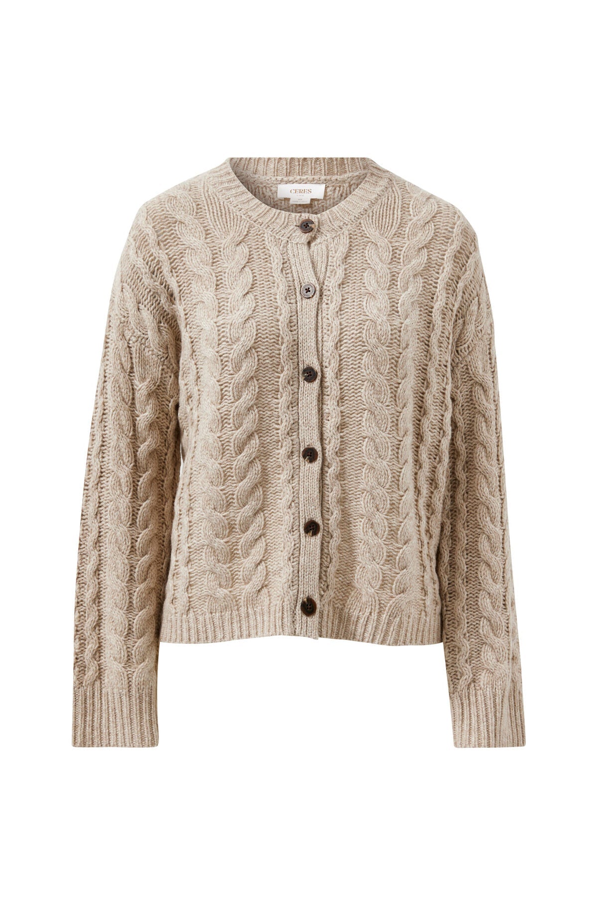 Heidi Cable Knit Cardi (Oat) - Something For Me