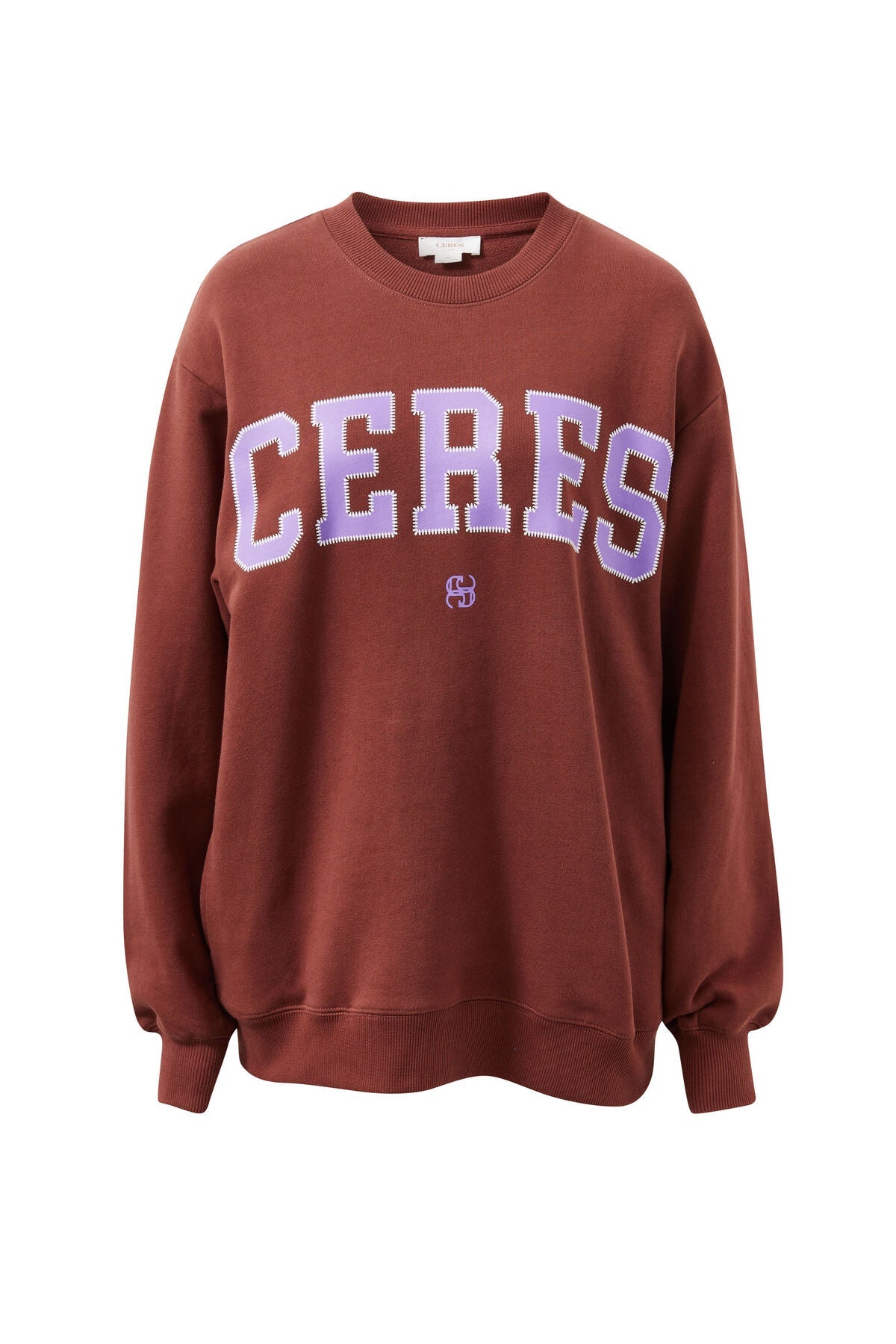 Isla Oversized Slouchy Crew (Burnt Toffee Orchid Heritage Logo) - Something For Me