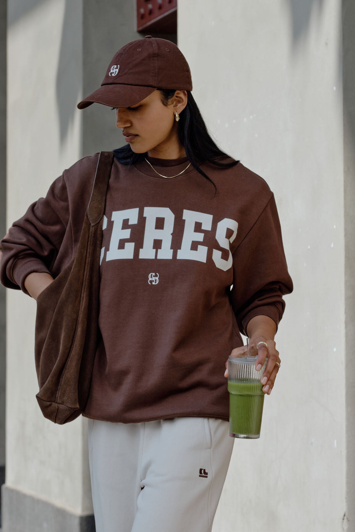 Isla Oversized Slouchy Crew (Chocolate Heritage Logo) - Something For Me
