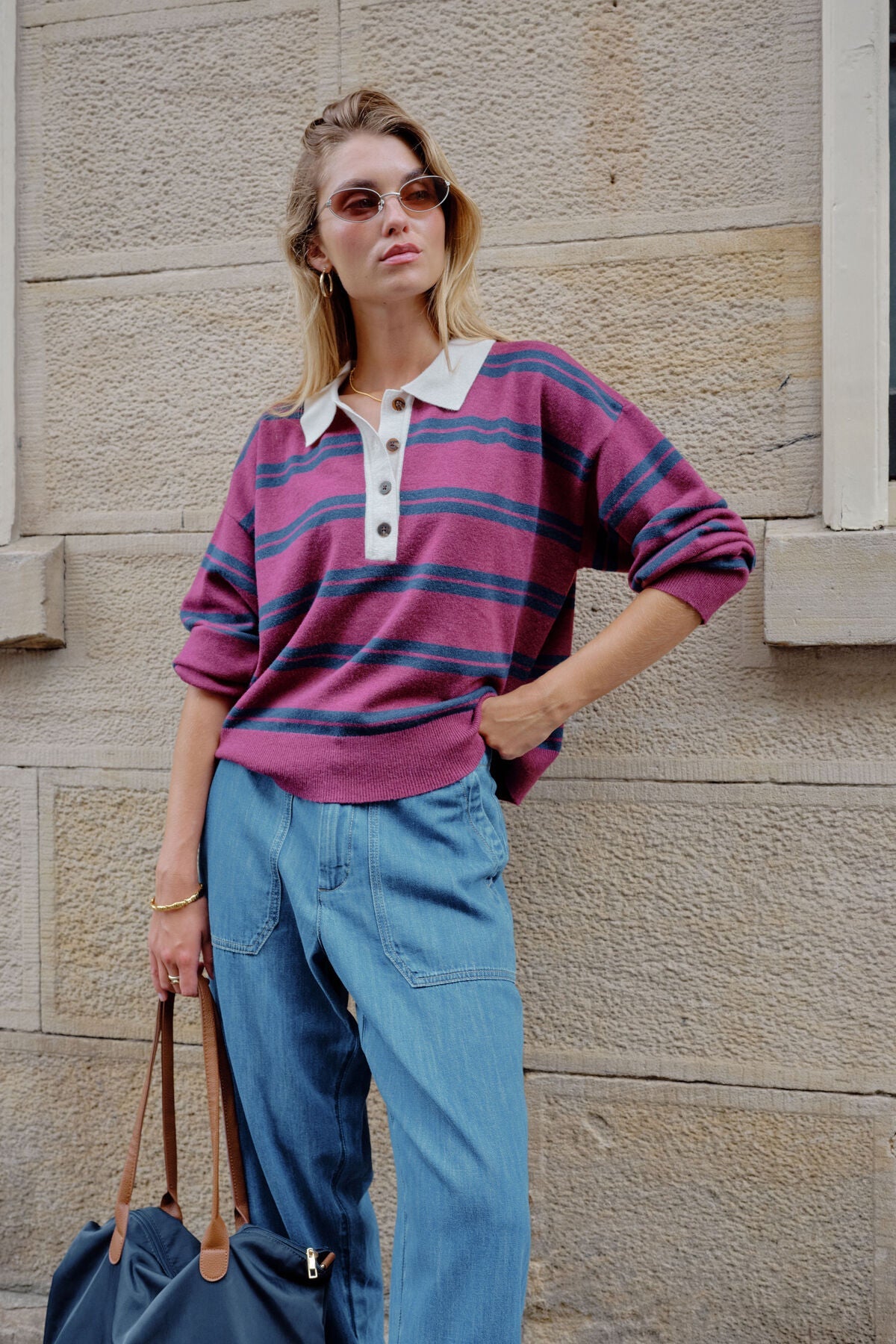 Jessa Rugby Knit (Washed Burgundy Stripe) - Something For Me