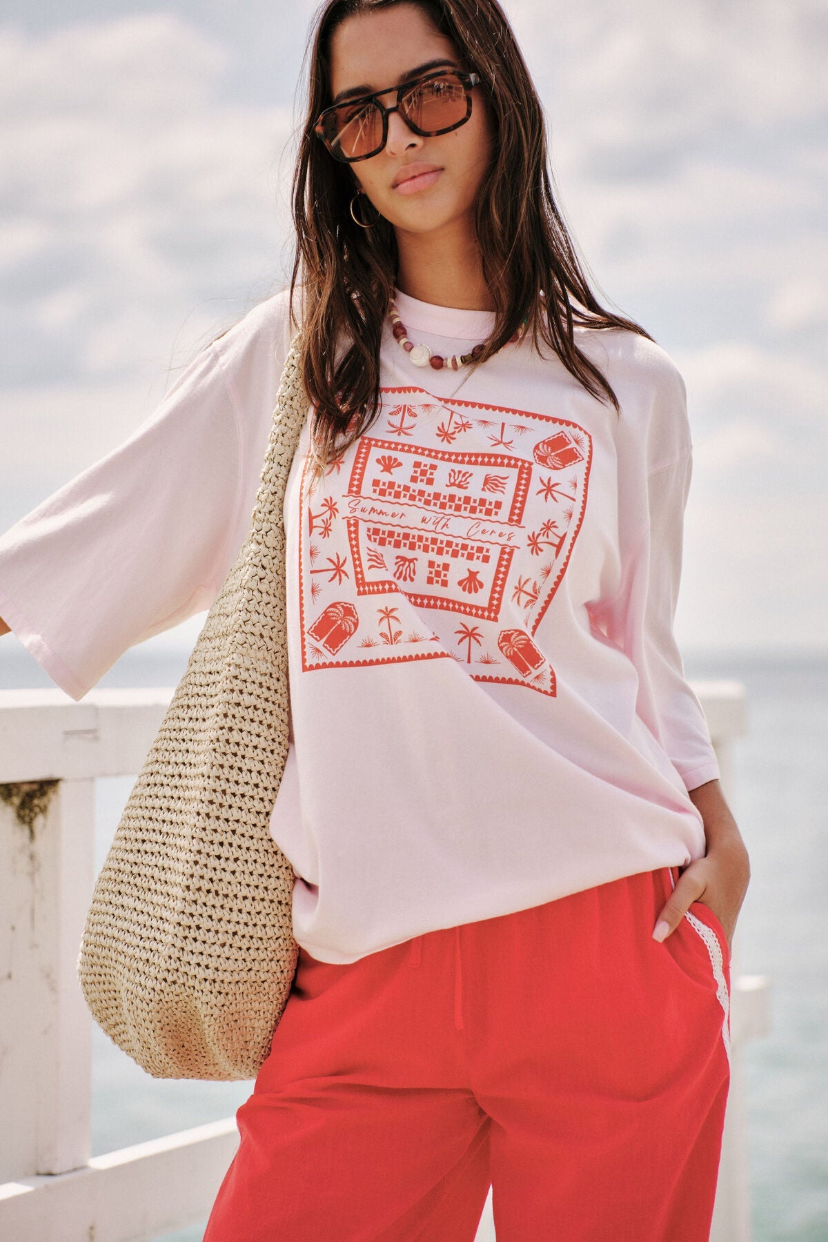 Liv Oversized Tee (Sunfaded Tint/Island Scarf Print) - Something For Me