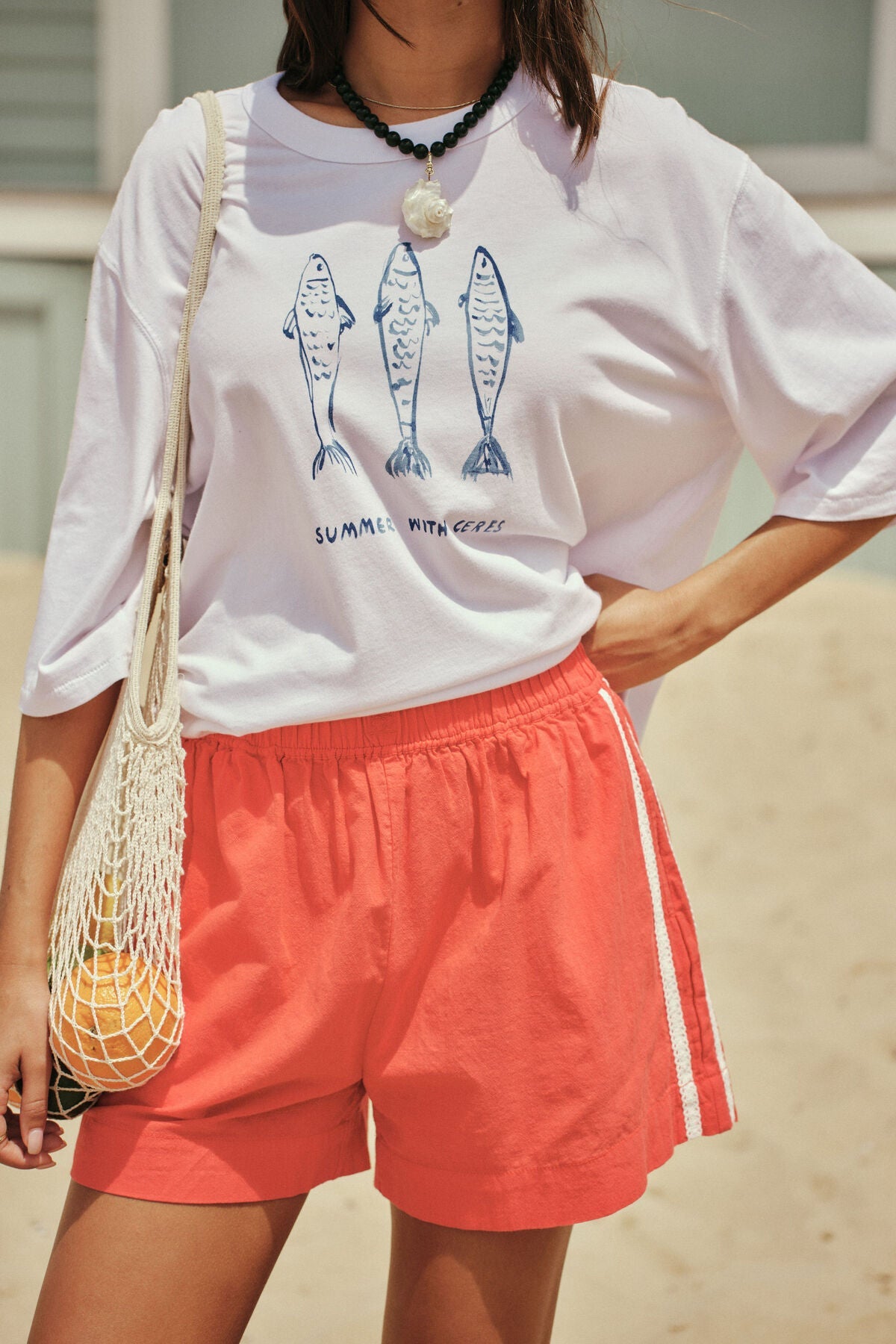 Liv Oversized Tee (White/Summer Fish) - Something For Me