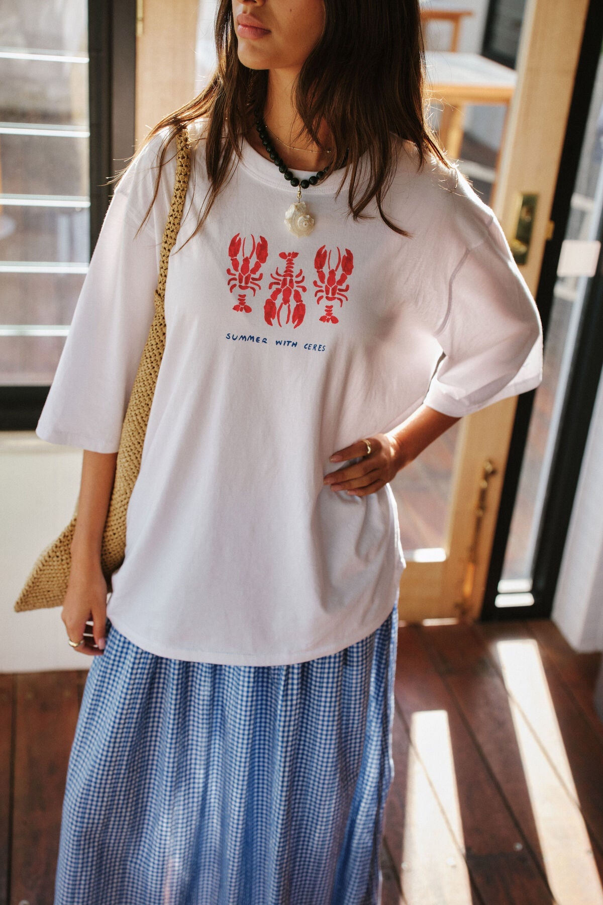 Liv Oversized Tee (White/Summer Lobsters) - Something For Me