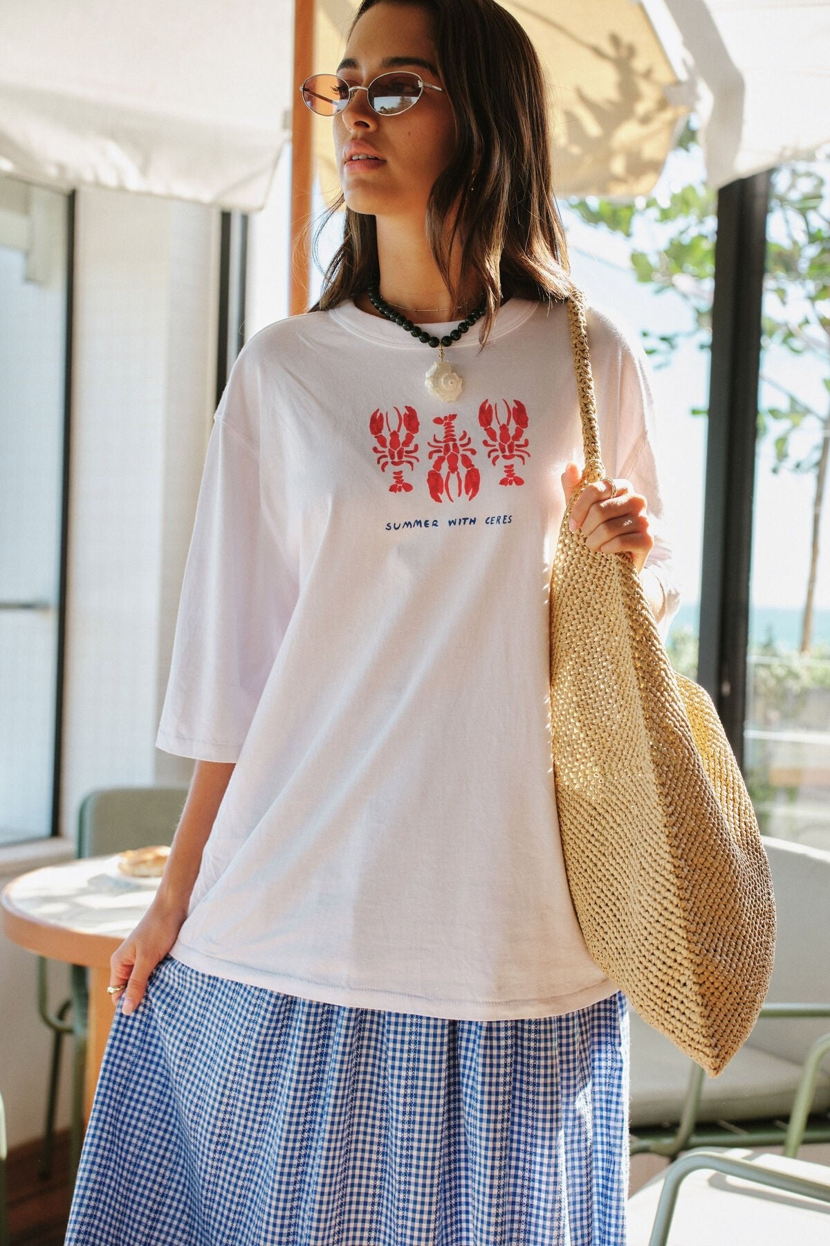 Liv Oversized Tee (White/Summer Lobsters) - Something For Me