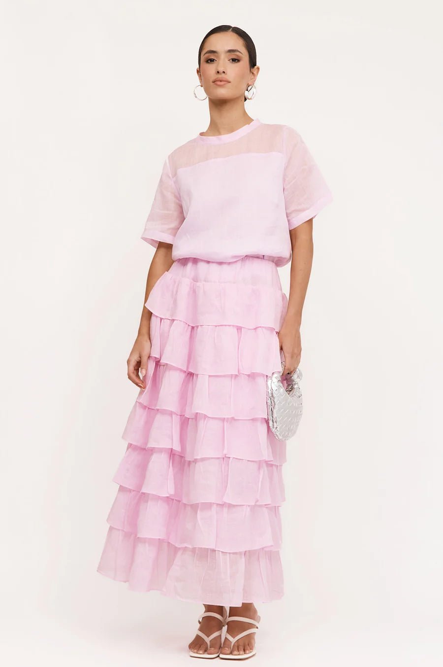 Maisy Ruffle Ramie Skirt (Pink) - Something For Me