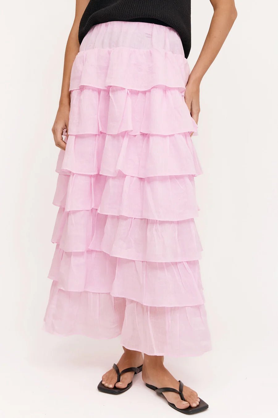 Maisy Ruffle Ramie Skirt (Pink) - Something For Me