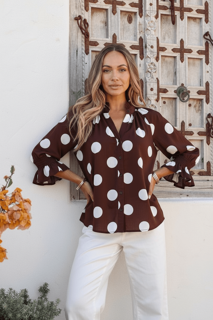 Melody Top (Chocolate/White Polka) - Something For Me