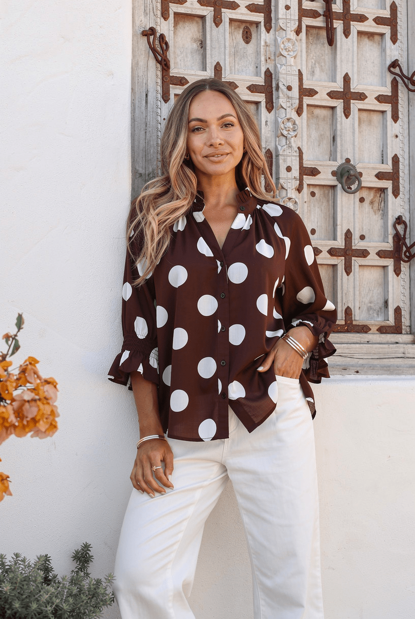 Melody Top (Chocolate/White Polka) - Something For Me
