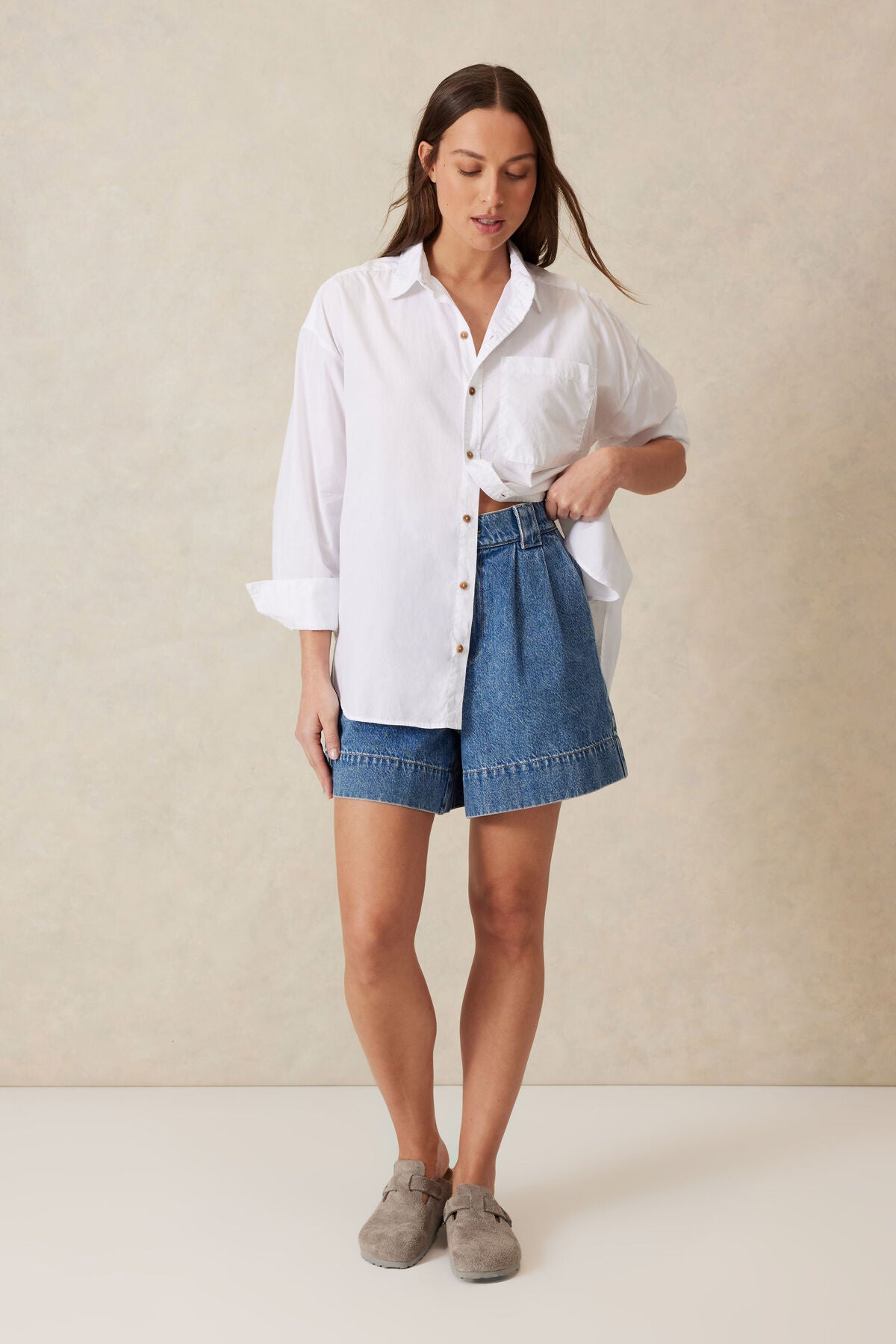 Peta Oversized Shirt (White Organic Cotton) - Something For Me