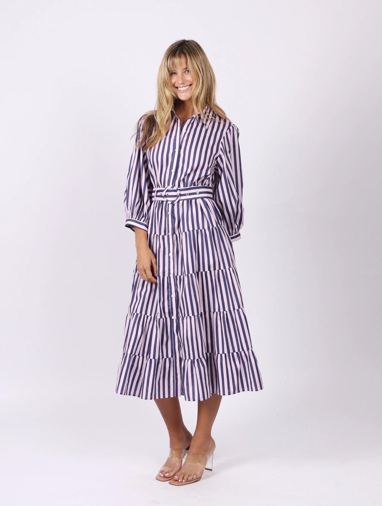 Peyton Dress (Pink Navy Stripe) - Something For Me