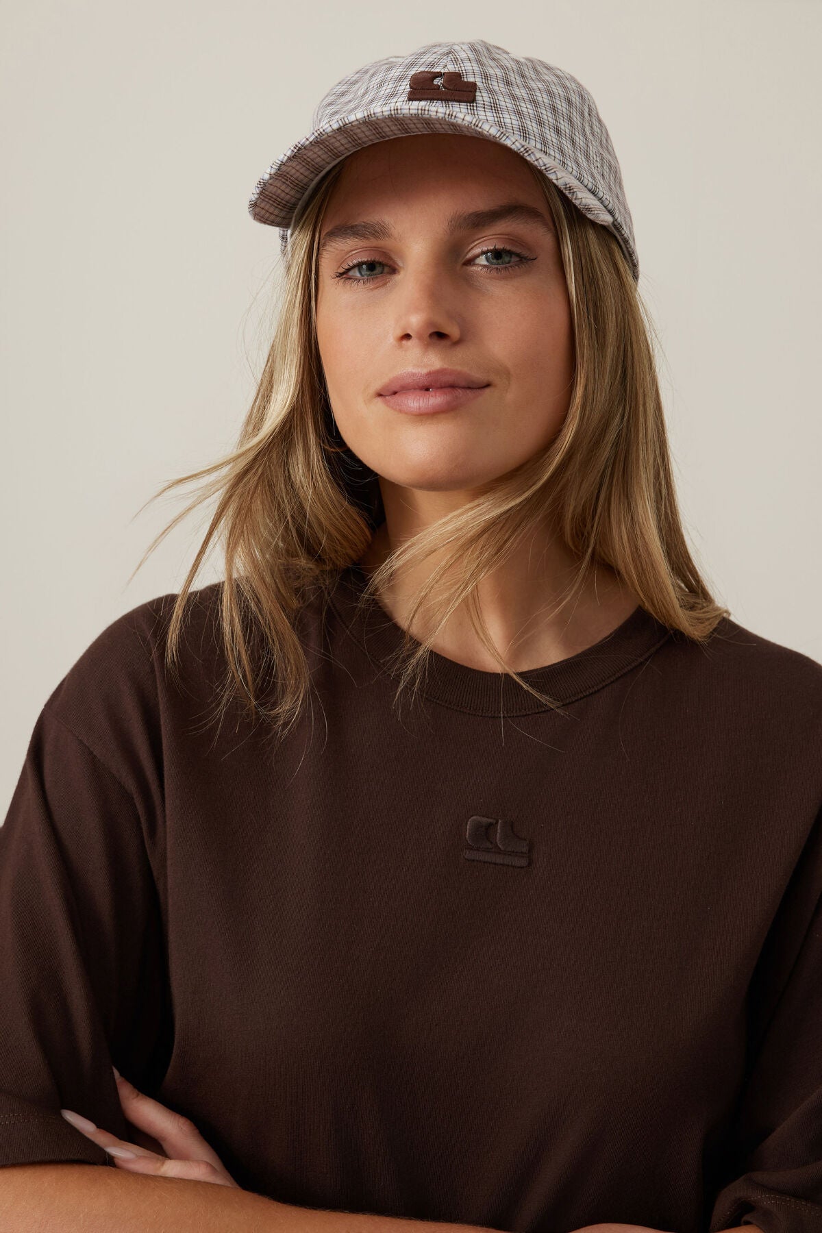 Pip Everyday Cap (Wine Choc Blue Check) - Something For Me