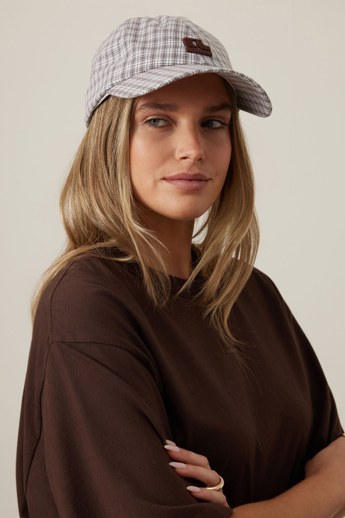 Pip Everyday Cap (Wine Choc Blue Check) - Something For Me