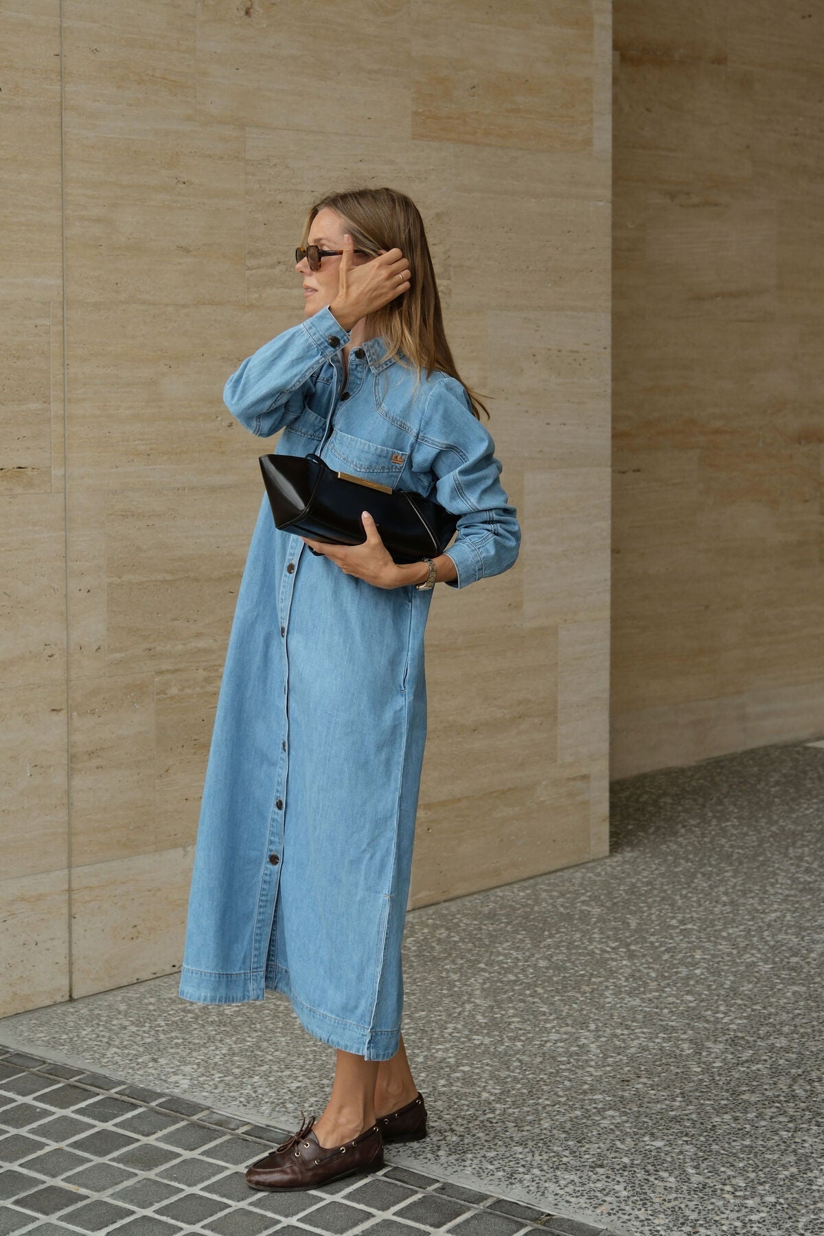 Rae Long Sleeve Midi Dress (New Vintage Blue) - Something For Me