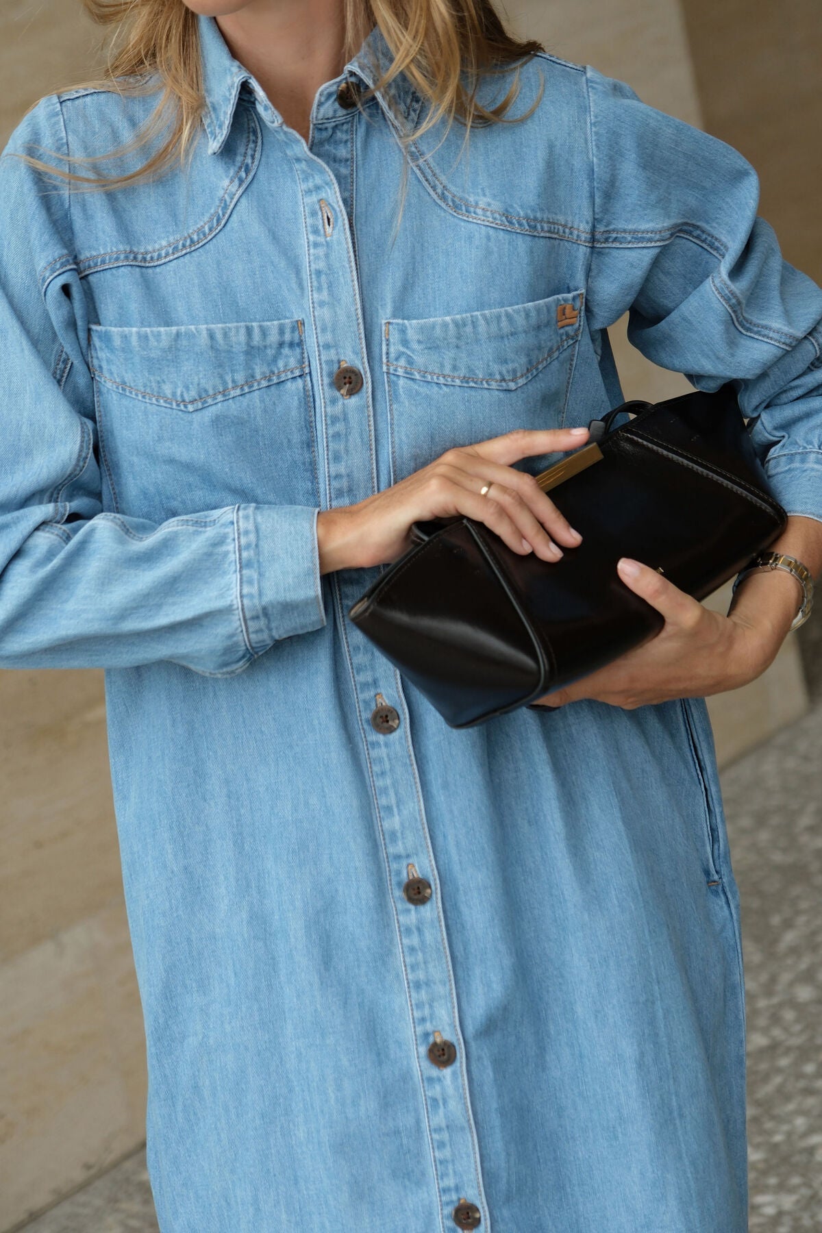 Rae Long Sleeve Midi Dress (New Vintage Blue) - Something For Me