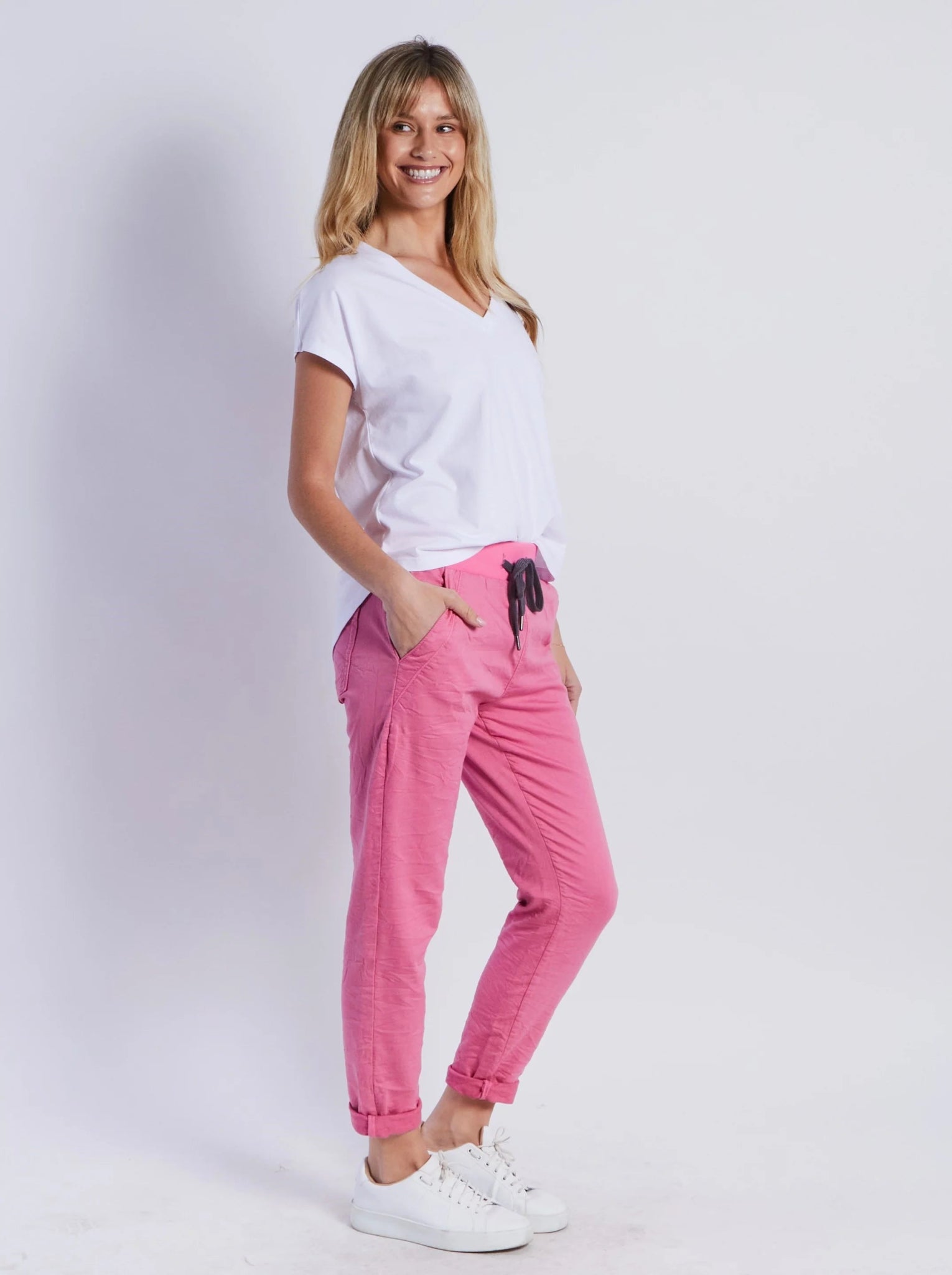 Riley Denim Joggers (Pink) - Something For Me