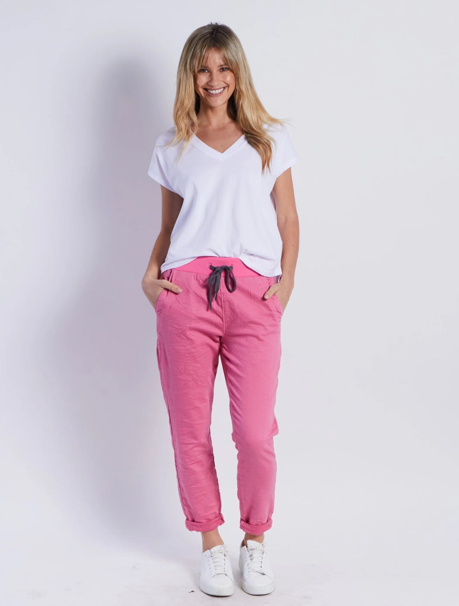 Riley Denim Joggers (Pink) - Something For Me
