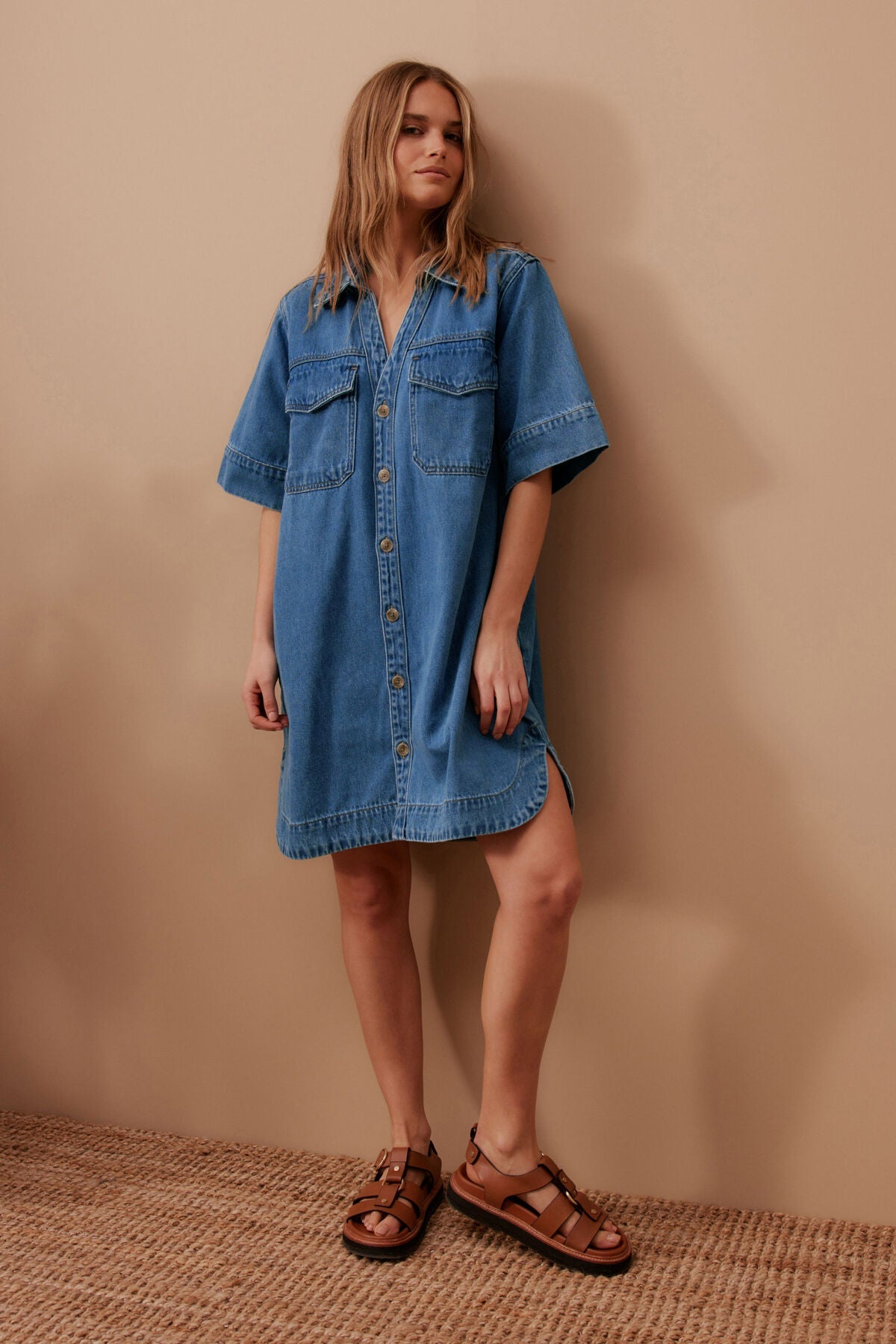 Sammy Relaxed Shirt Dress (Fresh Indigo) - Something For Me