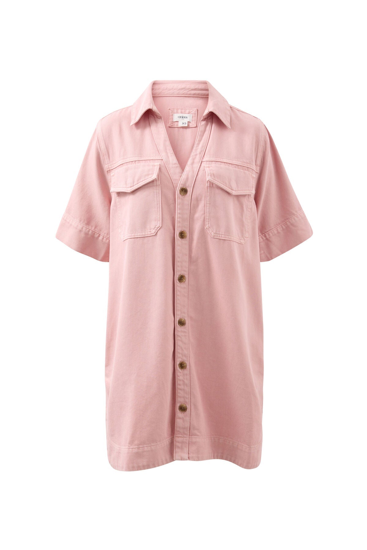 Sammy Relaxed Shirt Dress (Washed Pink) - Something For Me