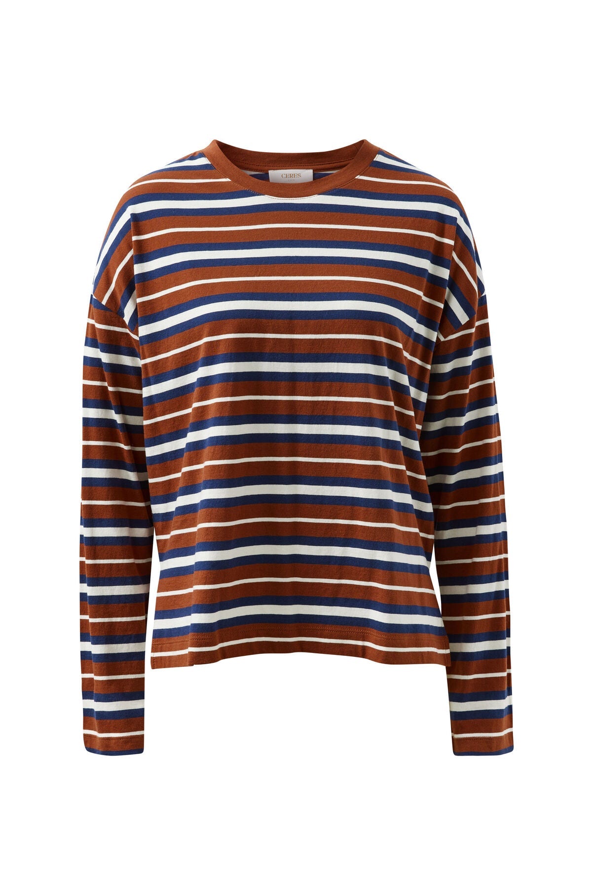 Scout Slouchy Long Sleeve Tee (Ginger/Heritage Navy Stripe) - Something For Me