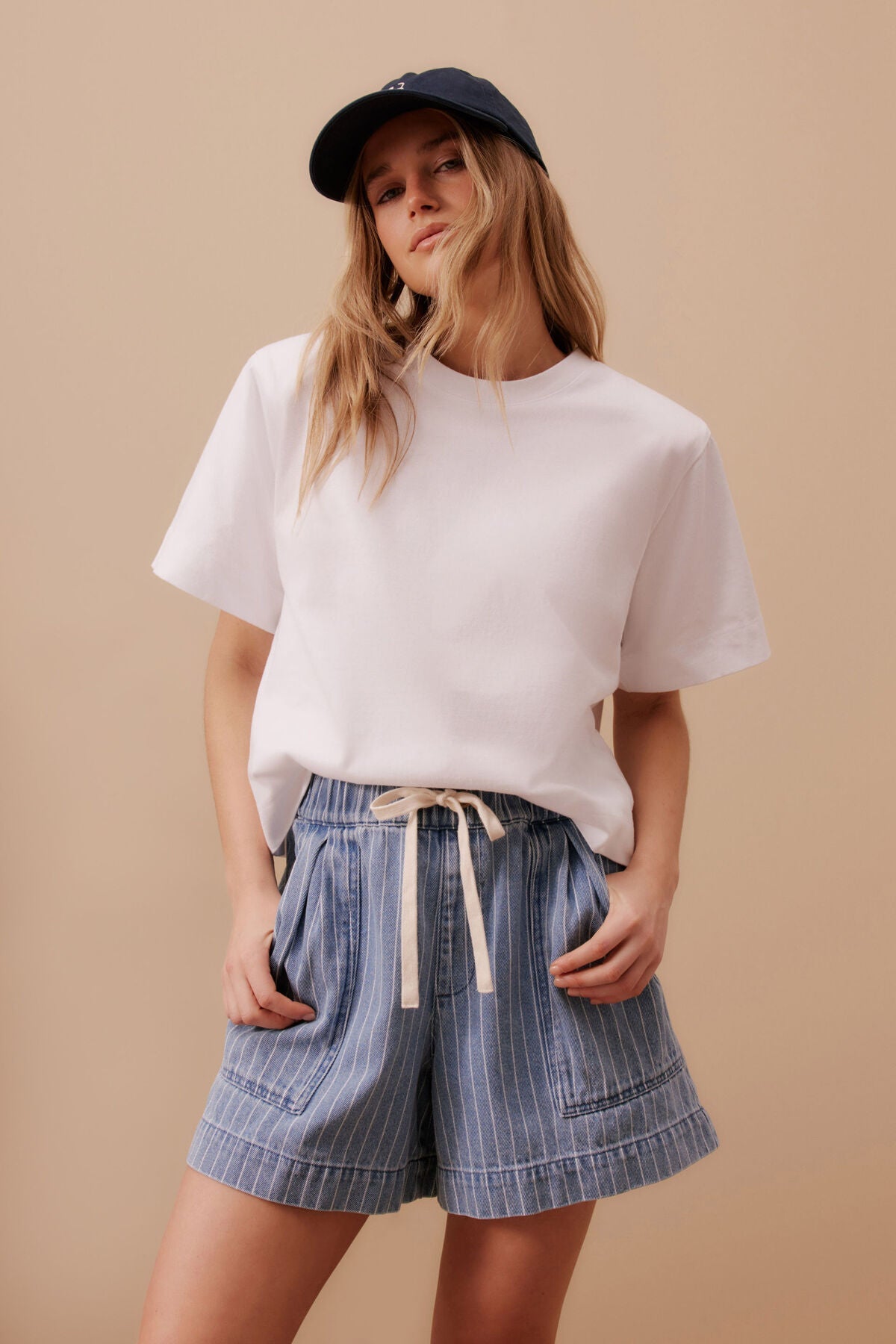 Sofia Boxy Shoulder Tee (White) - Something For Me