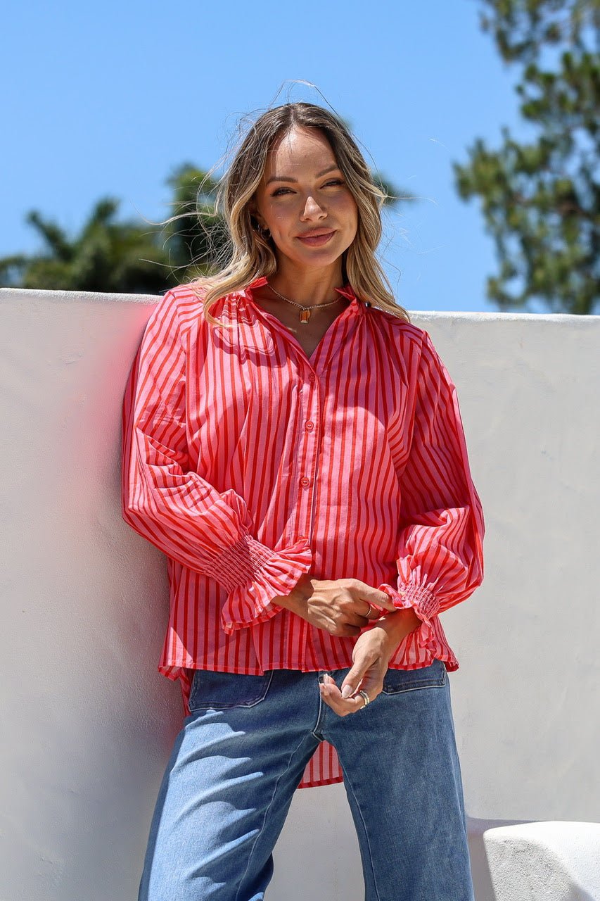 Sorrento Top (Pink Red Stripe) - Something For Me