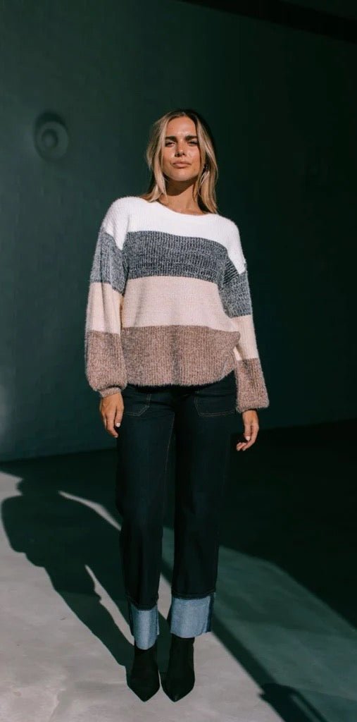 South Hampton Stripe Knit (Mocha/Latte) - Something For Me