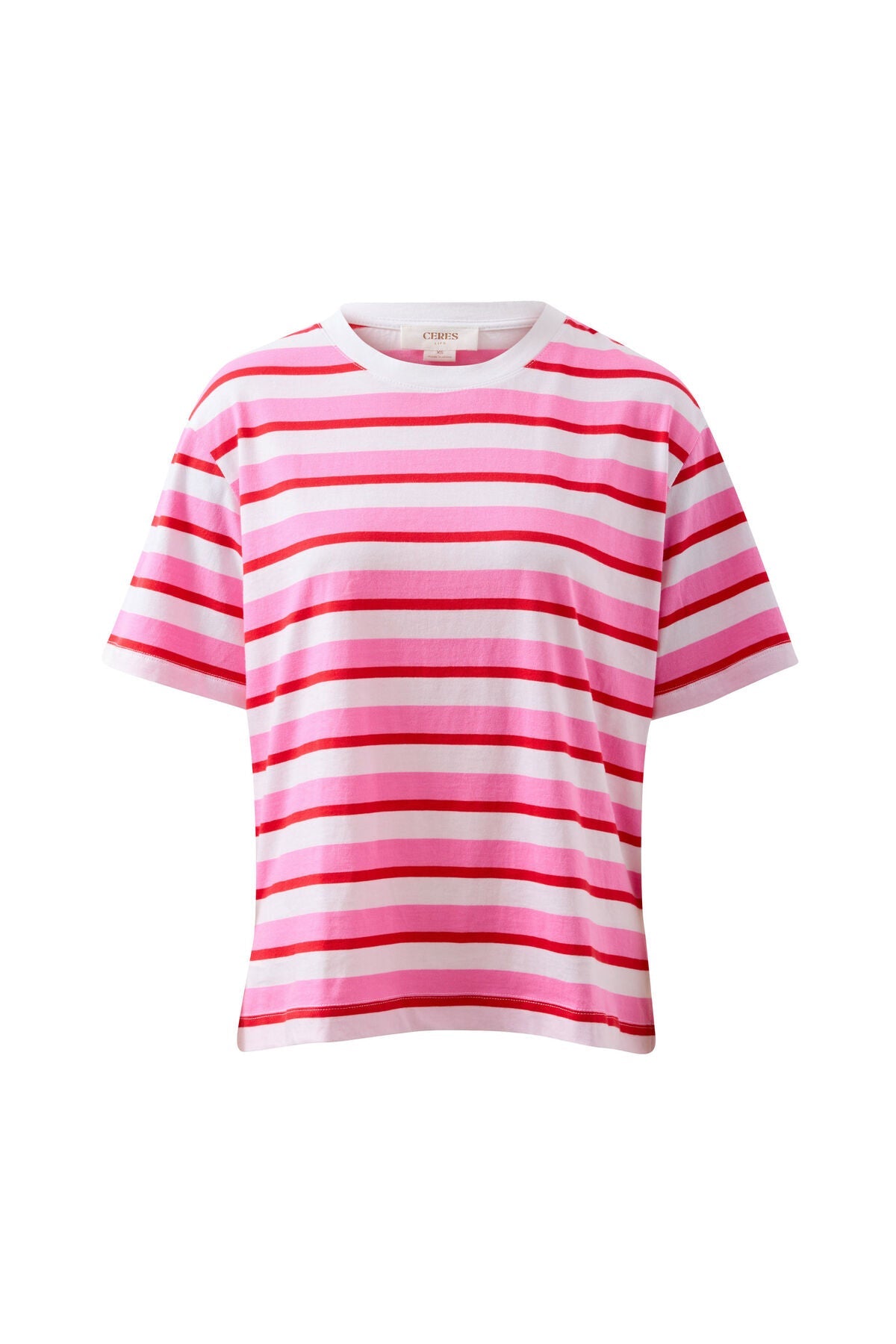 Stevie Slouchy Tee (Hibiscus/Heritage Red Stripe) - Something For Me