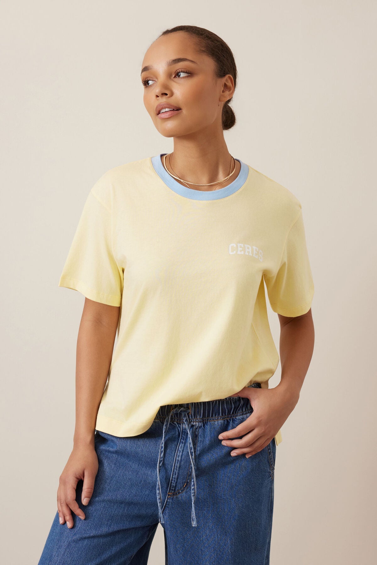 Stevie Slouchy Tee (New Butter/Heritage Logo) - Something For Me