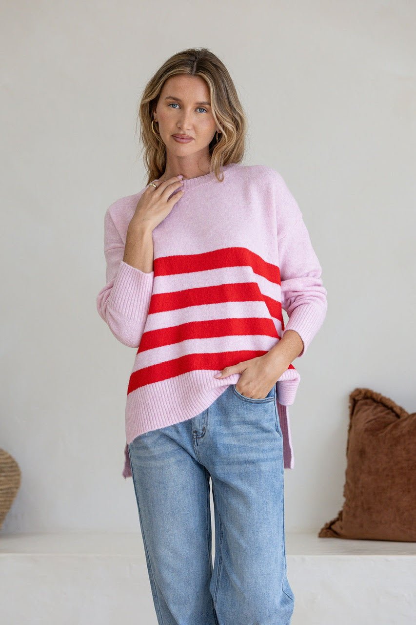 Stripe Manor Knit (Pink/Red) - Something For Me