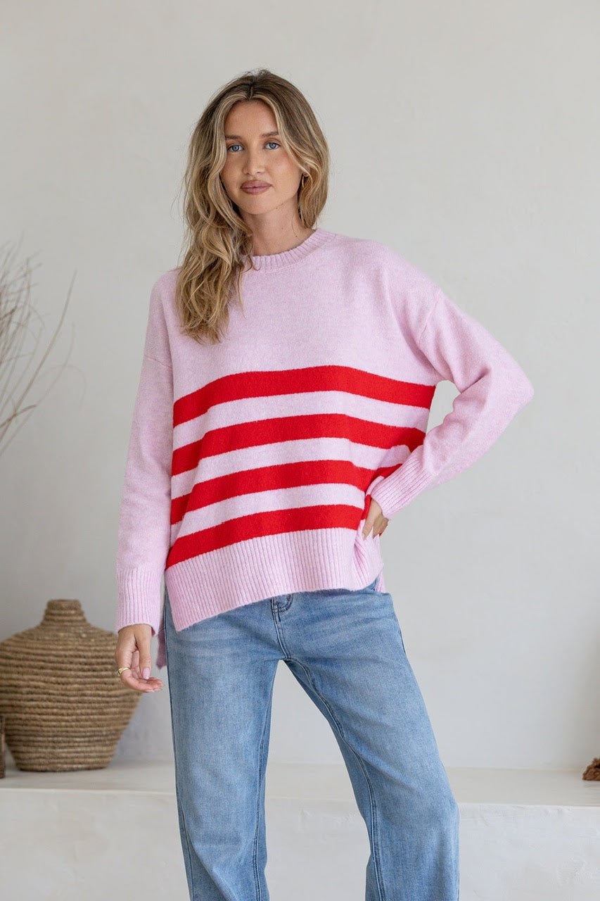 Stripe Manor Knit (Pink/Red) - Something For Me