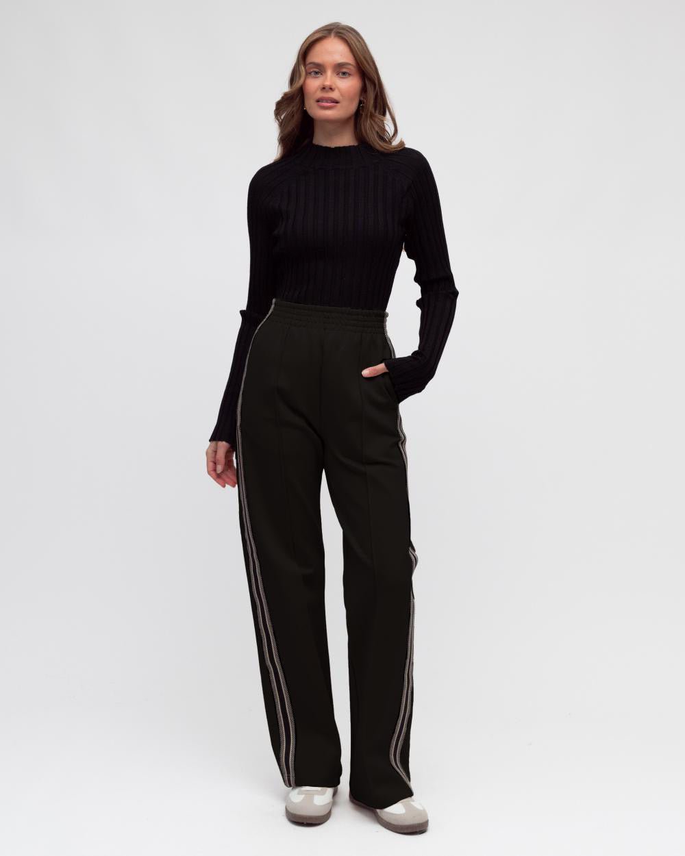 Talia Track Pants (Black/Sand) - Something For Me