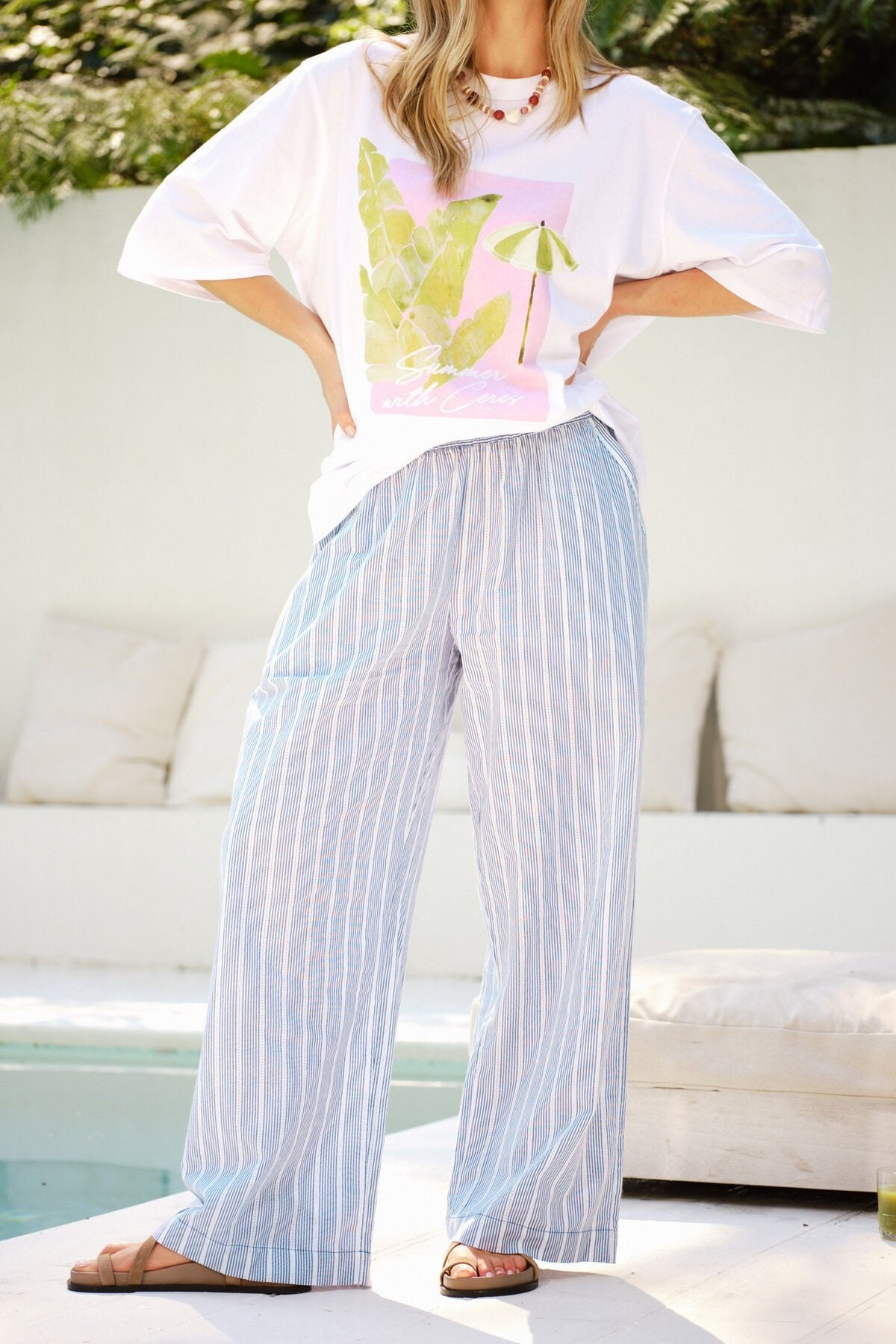 The Lounge Pant (College Blue Ladder Stripe) - Something For Me