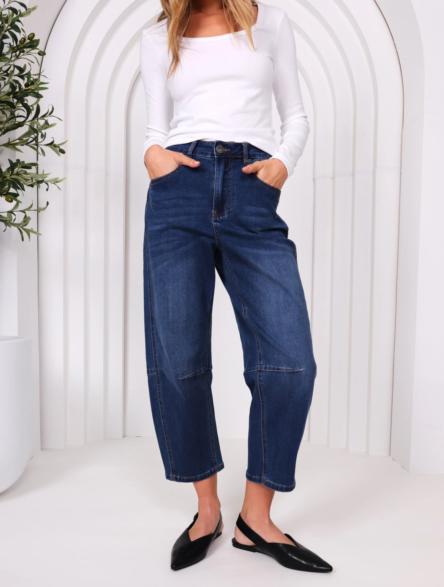 Toni Barrel Jeans (Dark Blue) - Something For Me