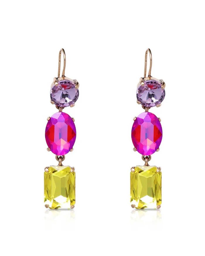 Triple Threat Rhinestone Drop Earrings (Multi) - Something For Me