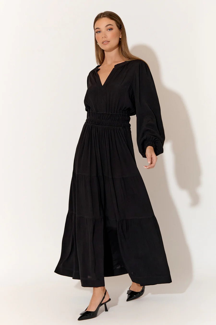 viscose long sleeve dress Draped and Kimono Sleeve Viscose Satin Long Dress  John Paul Ataker