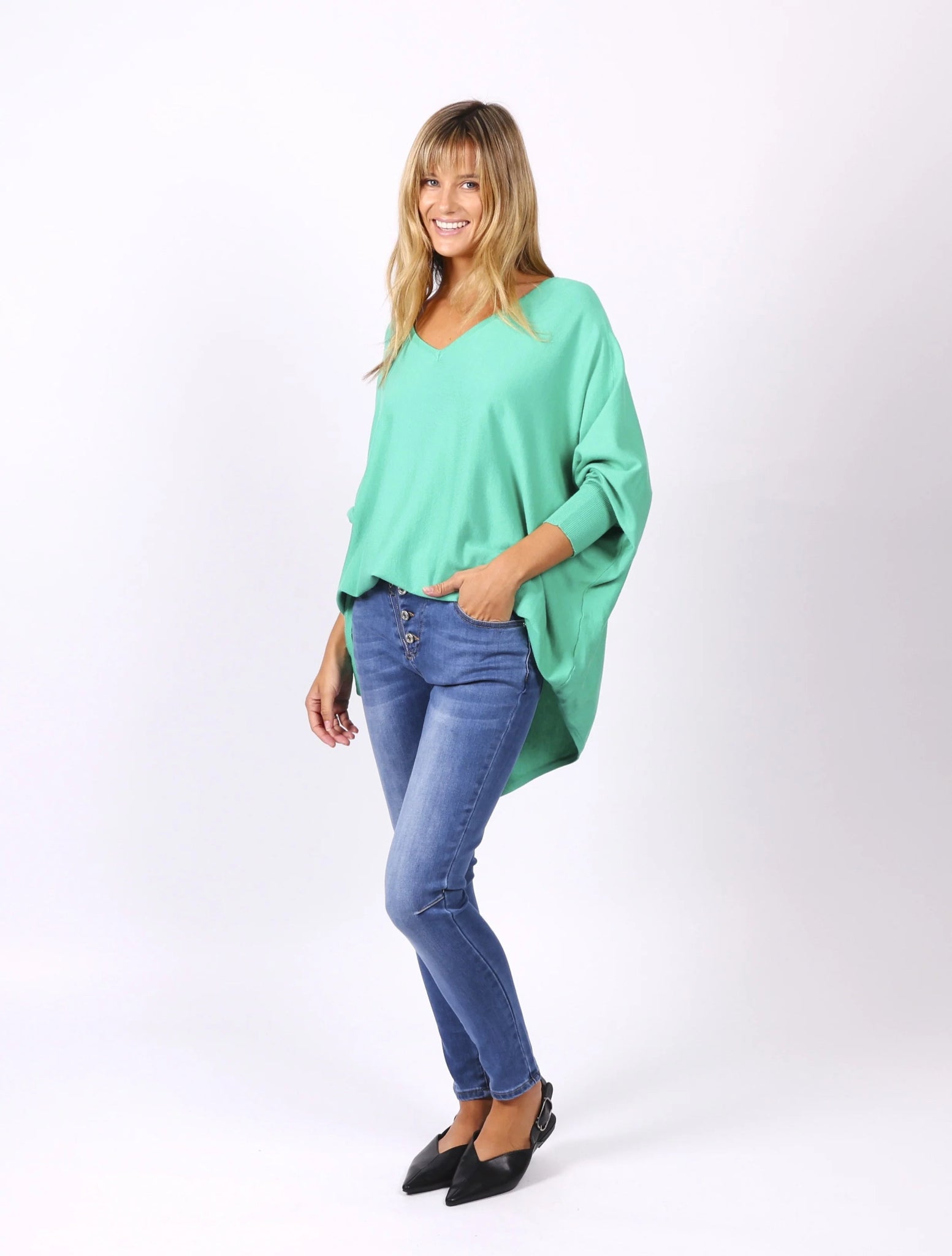 Zoe Oversized Knit Top (Green) - Something For Me