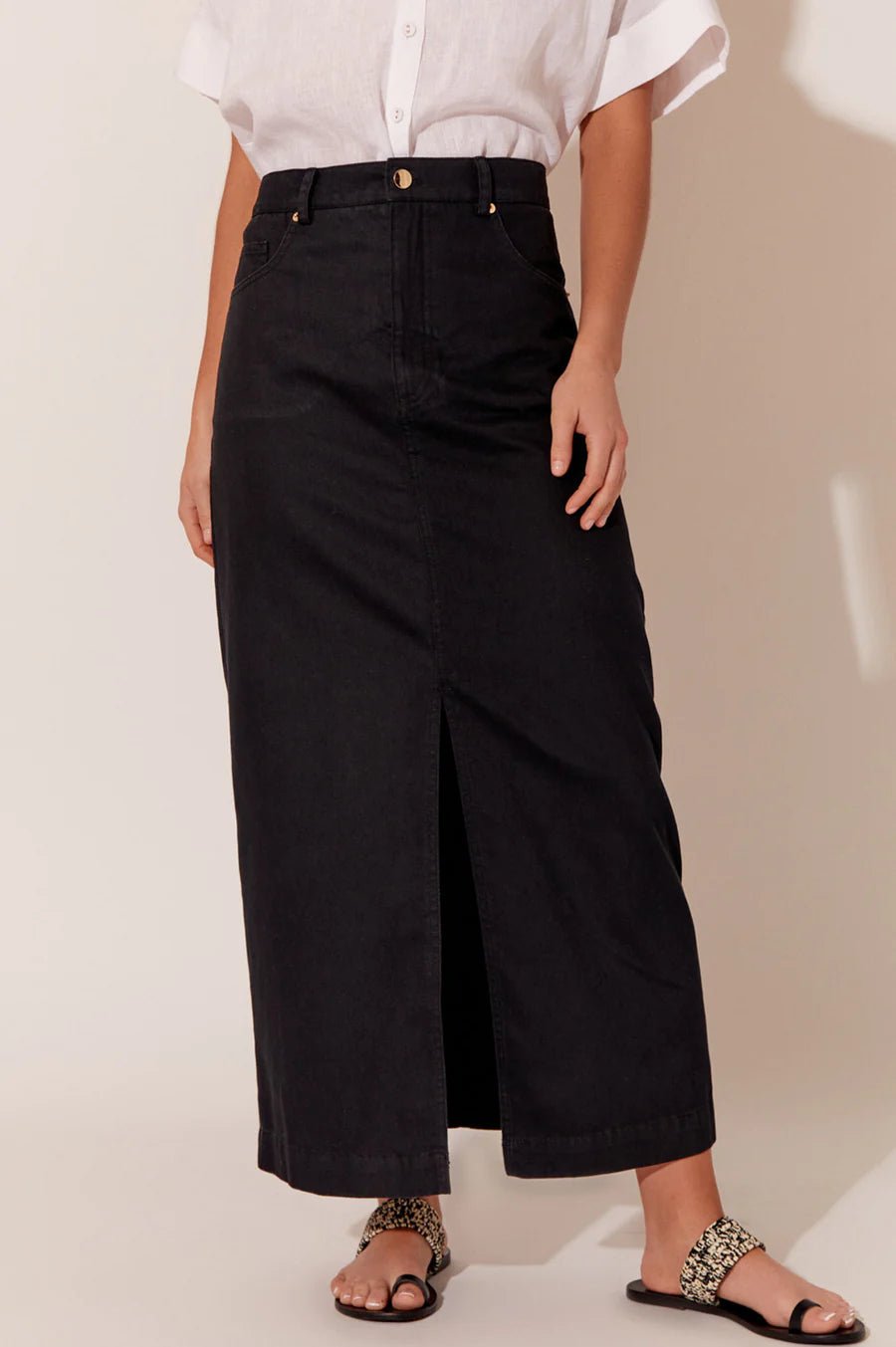 Black maxi skirt front split clearance