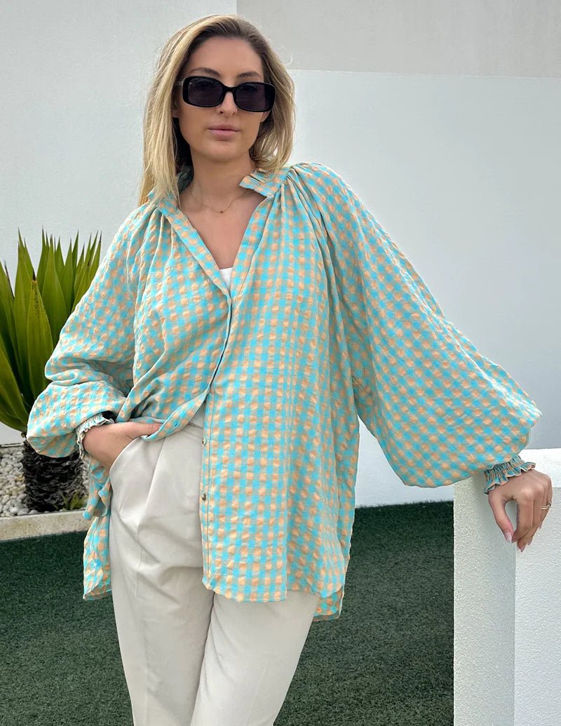 Seven Seven Five Top (Turquoise/Peach) - Something For Me