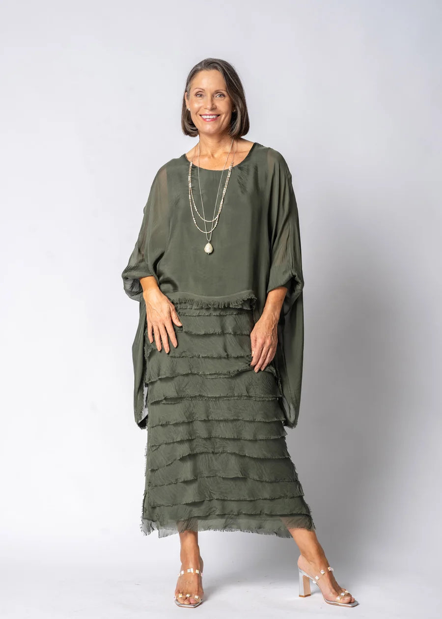 Candie Silk Dress (Khaki)