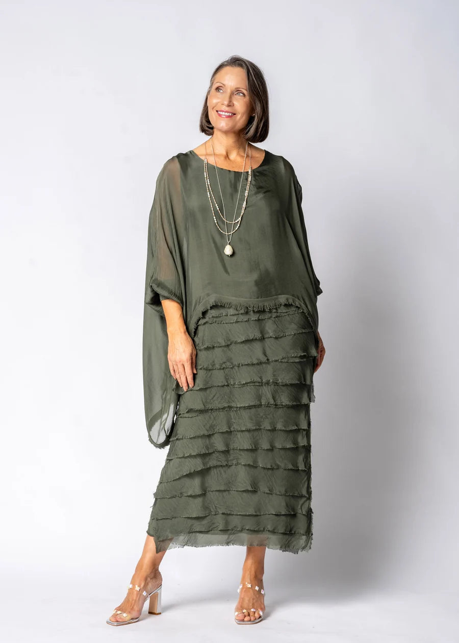 Candie Silk Dress (Khaki)