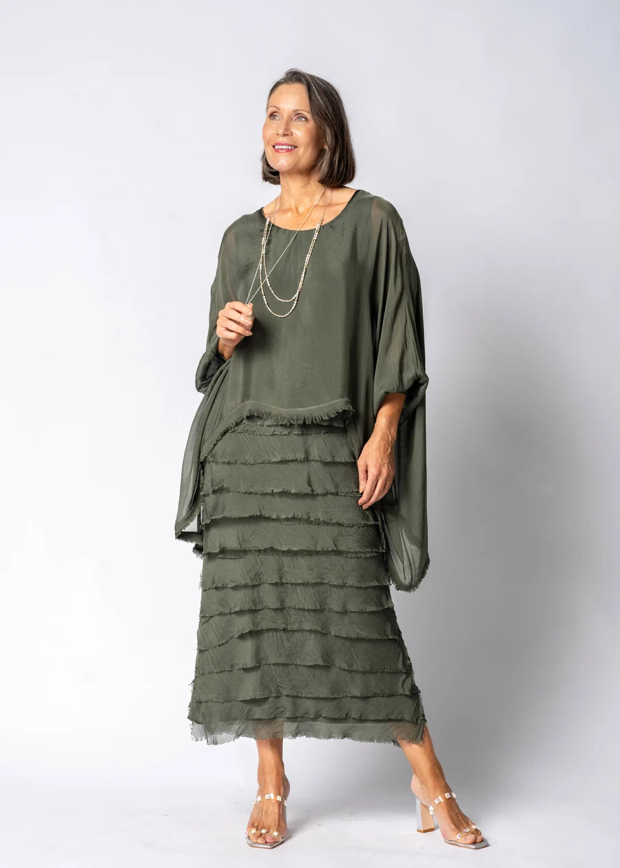 Candie Silk Dress (Khaki)
